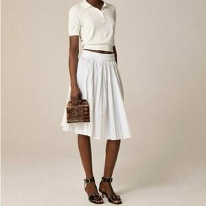 NWOT J.Crew Smocked-Waist All-Over Pleated Skirt Pull-On White Size XS